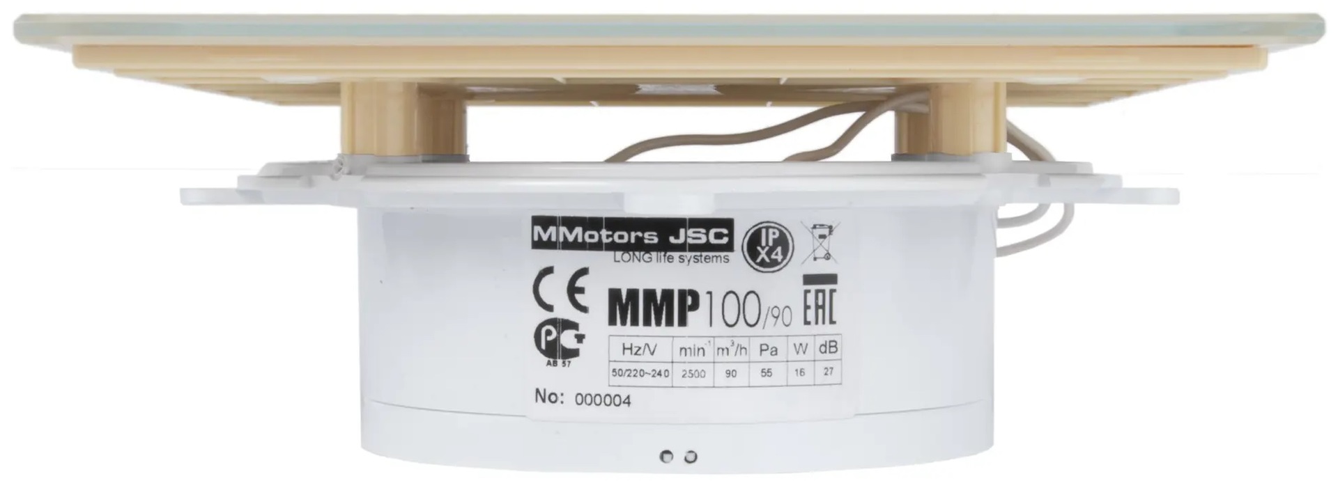 Вытяжка для ванной диаметр 100 мм Mmotors ММ-Р 06 стекло прямое, 90 м3/ч, 16 Вт, с обратным клапаном/кремовый — изображение 3